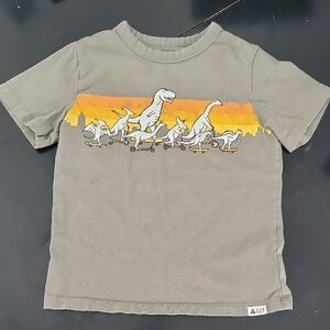GAP 100% Organic Cotton Olive Dinosaur Skateboarding Tee